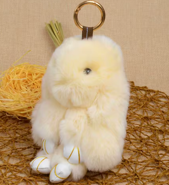 Bunny Pendant Keychain Real Rex Rabbit Shape