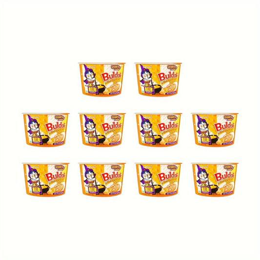 10 Packs of Samyang Buldak Stir-Fried Ramen Bowl - Quattro Cheese Hot Chicken Flavor Pasta & Noodle Gifts - Spicy Korean-Style Noodle Bowl with Rich Cheese Flavor and Savory Chicken Broth