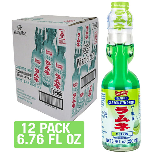 Shirakiku Ramune Japanese Carbonated Drink Melon, 6.76 fl oz