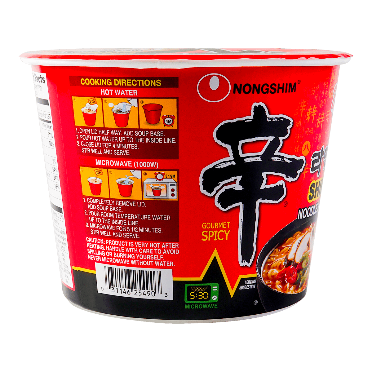 NONGSHIM, 12packs*4.02oz, Korean Spicy Shin Noodles - Instant Ramen Soup, Big Bowl