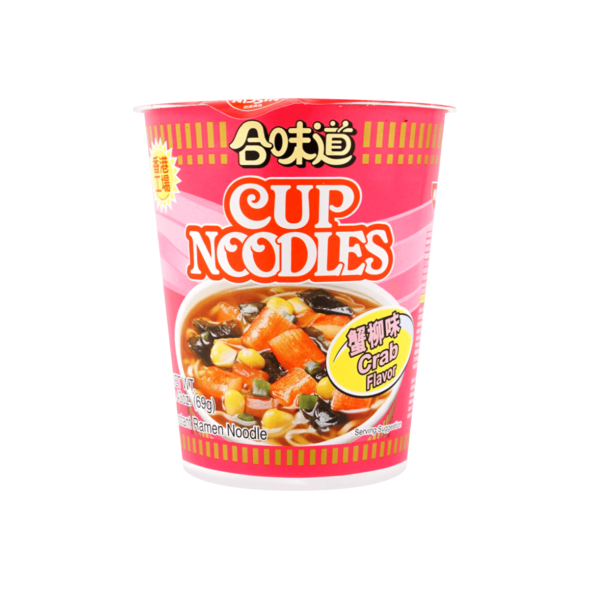NISSIN, 2.43oz*12 Packs, Crab Flavor Cup Ramen - Instant Seafood Noodles,