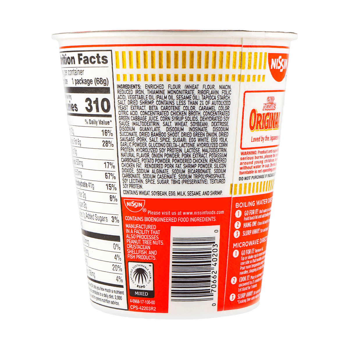 NISSIN, 2.4oz*10packs, Cup Ramen Instant Noodles Original Flavor, Ideal For Breakfast & Midnight, Quick & Easy