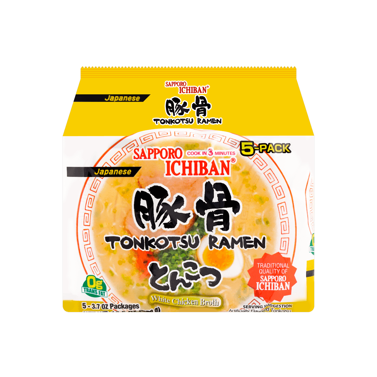 [25Packs] SAPPORO ICHIBAN, Japanese Style Tonkotsu Ramen - Instant Noodles, 3.7oz*25Packs