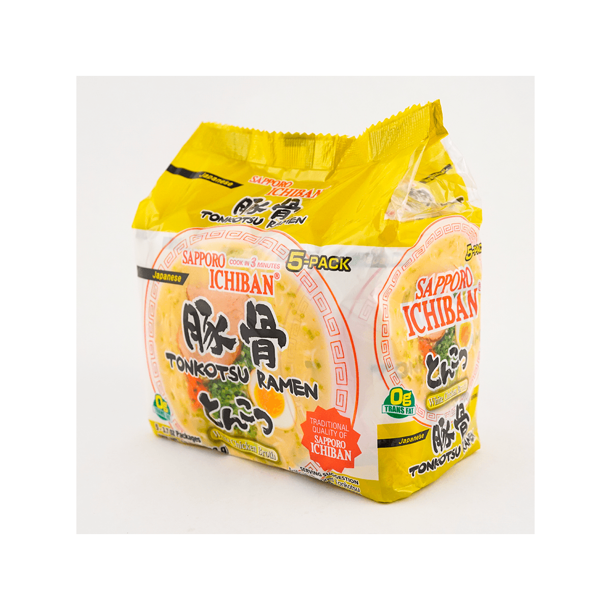 [25Packs] SAPPORO ICHIBAN, Japanese Style Tonkotsu Ramen - Instant Noodles, 3.7oz*25Packs