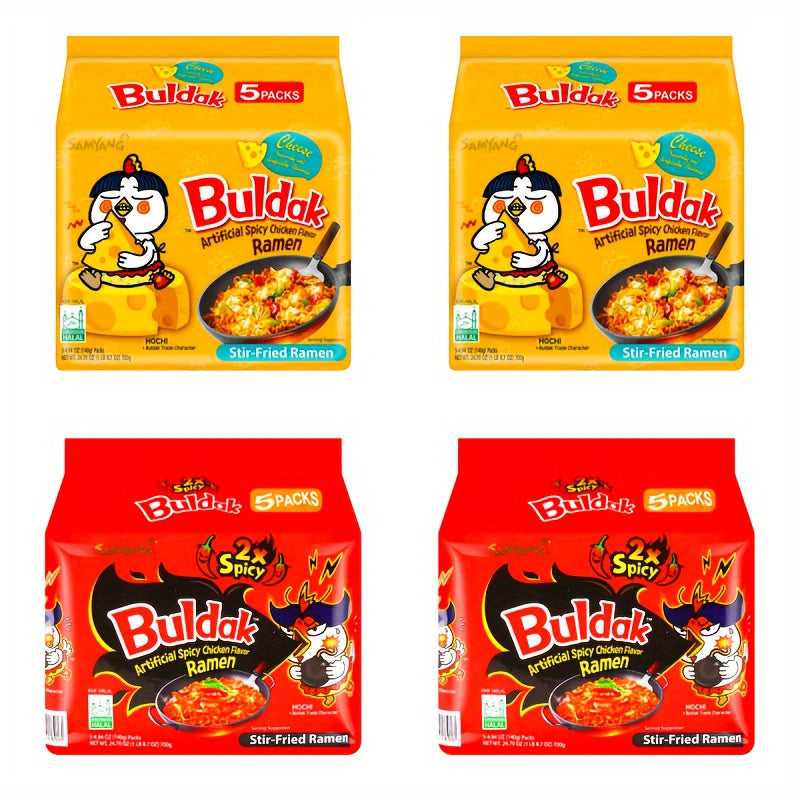 2*2Bundles*5Bags, 2 Flavors Mix 4 Bundles, Artificial Spicy Chicken Flavor Ramen Cheese 2Bundles*5bags*140g+Ramen 2X 2Bundles*5bags*140g