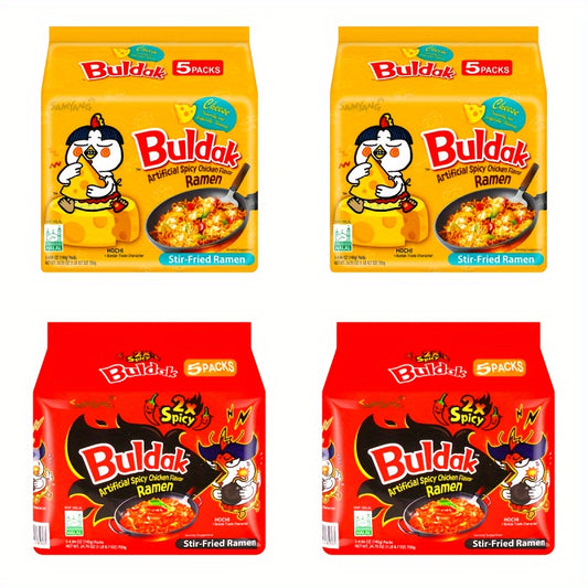 2*2Bundles*5Bags, 2 Flavors Mix 4 Bundles, Artificial Spicy Chicken Flavor Ramen Cheese 2Bundles*5bags*140g+Ramen 2X 2Bundles*5bags*140g