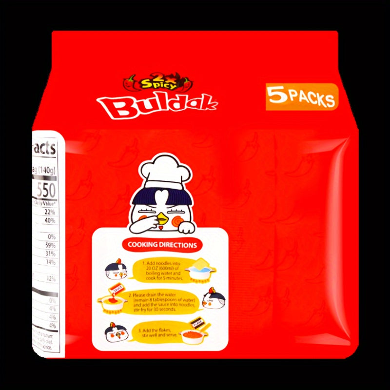 2*2Bundles*5Bags, 2 Flavors Mix 4 Bundles, Artificial Spicy Chicken Flavor Ramen Jjajang*2Bundles*5bags*140g+ 2X Spicy*2Bundles*5bags*140g