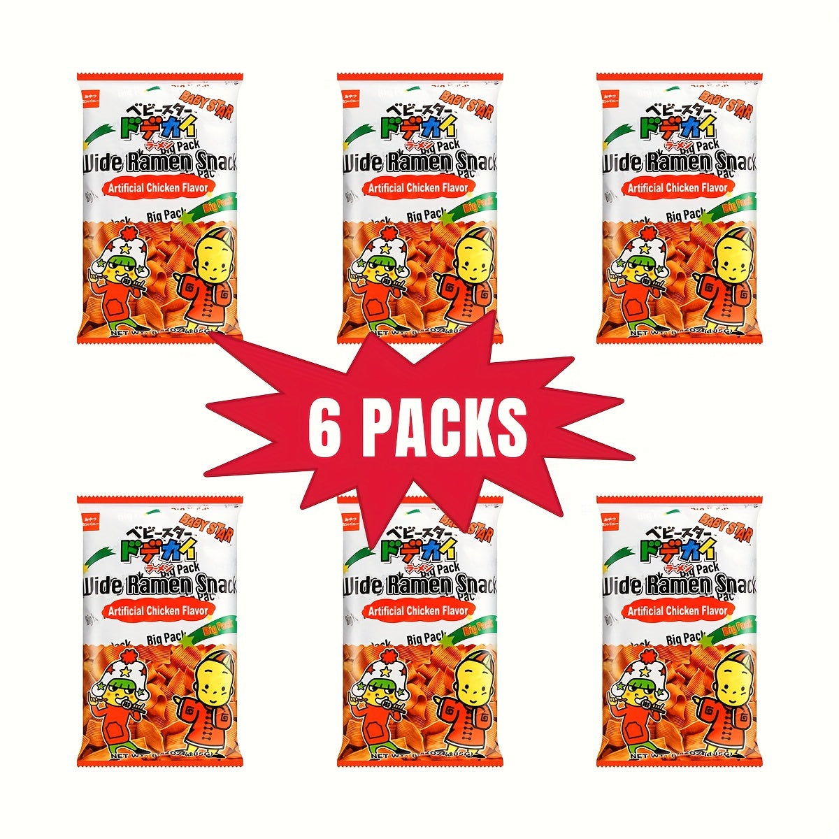 [6Packs] BABYSTAR, Wide Ramen Chicken Big Pack 185g*6Packs