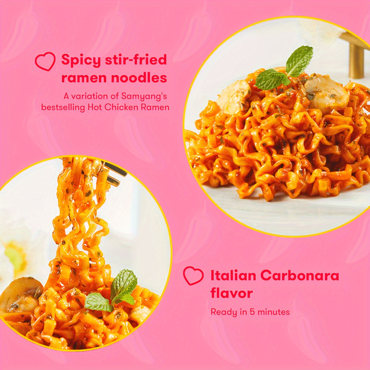 SAMYANG, 4.58oz*5packs*4, Carbonara Stir-Fried Buldak Ramen, Spicy Chicken Flavor, Perfect Snack, Gift Outfit (Spicy Taste)