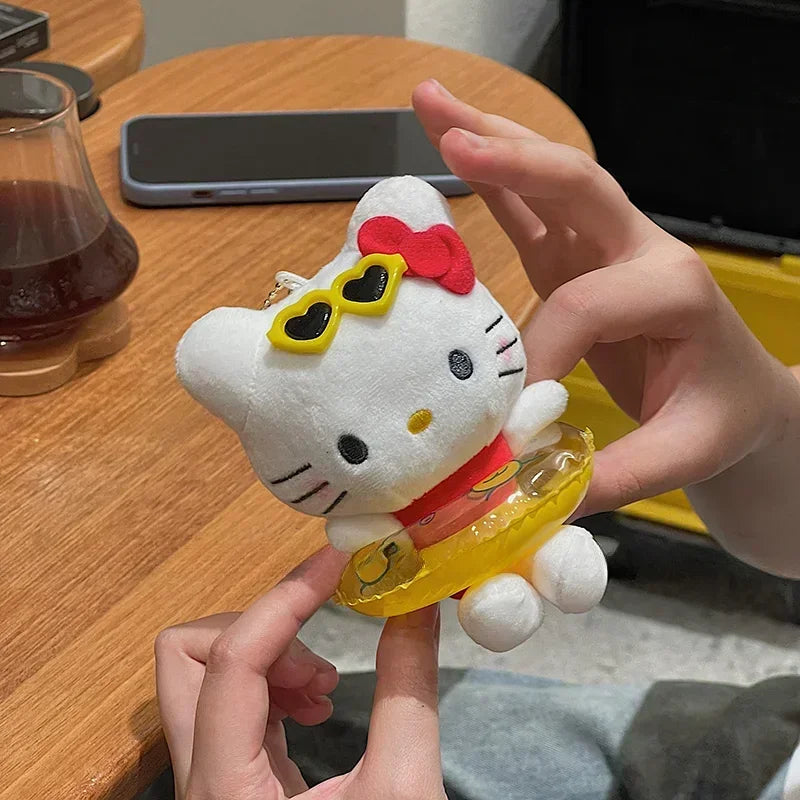 Sanrio Hello Kitty Plush Doll Keychain Pendant Cartoon Kt Cat Stuffed Plushies Key Ring Bag Accessories Girls Gift Kids Toys