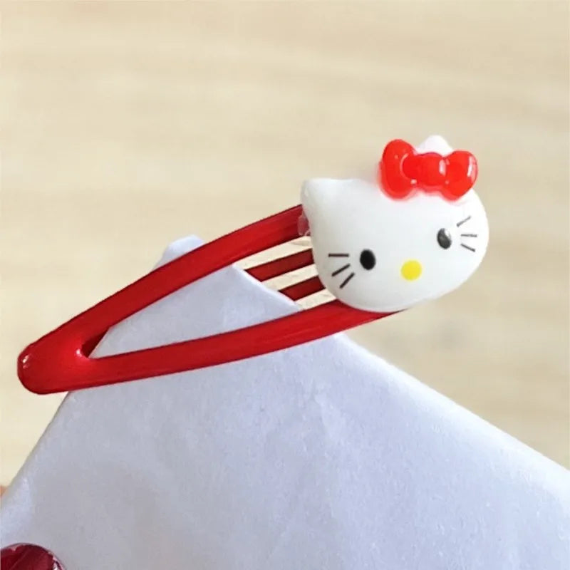 2PCS Sanrio Girl Hair Clip Kawaii Hello Kitty Cartoon BB Hair Clip Girl Hairs Accessories Headwear Bangs Clip Bow HairClips Gift