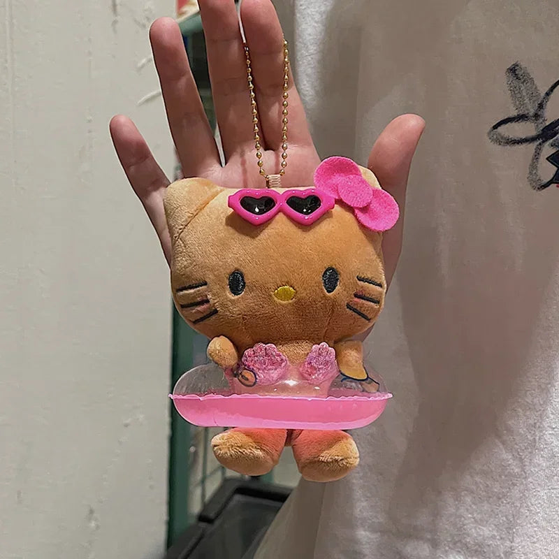 Sanrio Hello Kitty Plush Doll Keychain Pendant Cartoon Kt Cat Stuffed Plushies Key Ring Bag Accessories Girls Gift Kids Toys