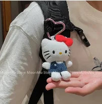 Sanrio Hello Kitty Plush Doll Keychain Pendant Cartoon Kt Cat Stuffed Plushies Key Ring Bag Accessories Girls Gift Kids Toys