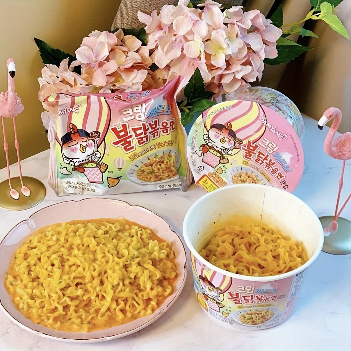Samyang, 3packs, Journey Of Asia 'Korean Spicy Ramen Box', 3 Buldak Cheese+carbonara+Cream Carbonara, Spicy Taste