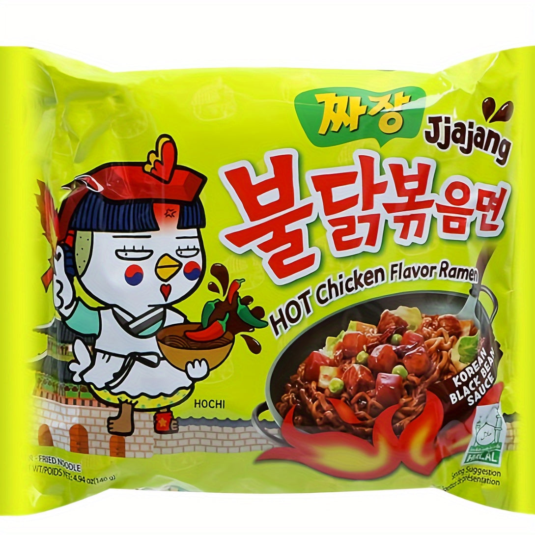2*2bags, 2 Flavors Mix 4 Bags, Artificial Spicy Chicken Flavor Ramen Jjajang 2bags*140g+Ramen Original*2bags*140g
