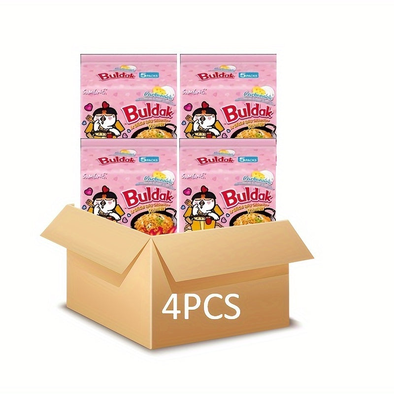 SAMYANG, 4.58oz*5packs*4, Carbonara Stir-Fried Buldak Ramen, Spicy Chicken Flavor, Perfect Snack, Gift Outfit (Spicy Taste)