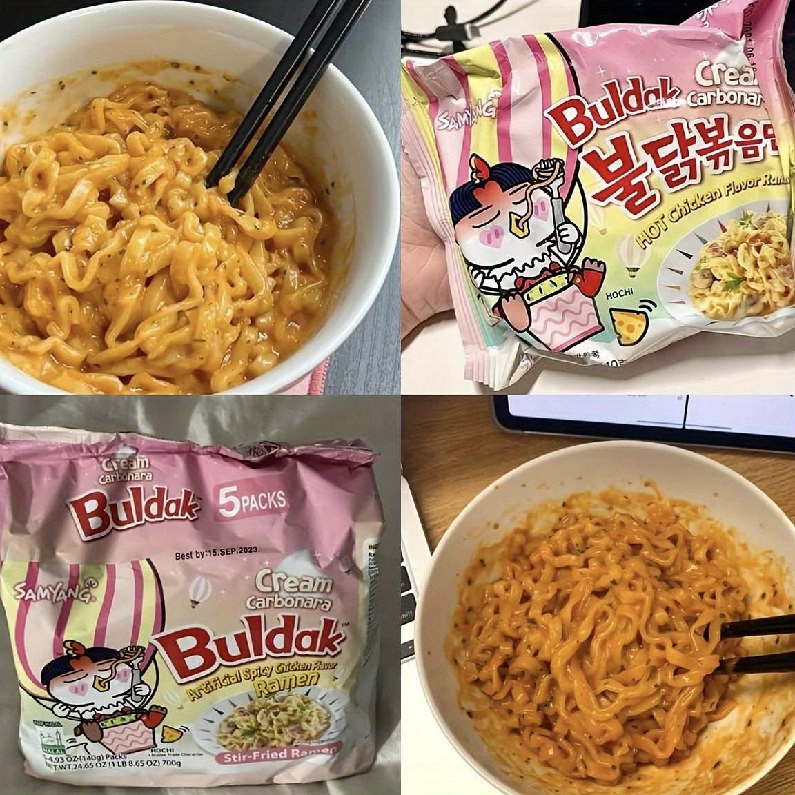 Samyang, 3packs, Journey Of Asia 'Korean Spicy Ramen Box', 3 Buldak Cheese+carbonara+Cream Carbonara, Spicy Taste